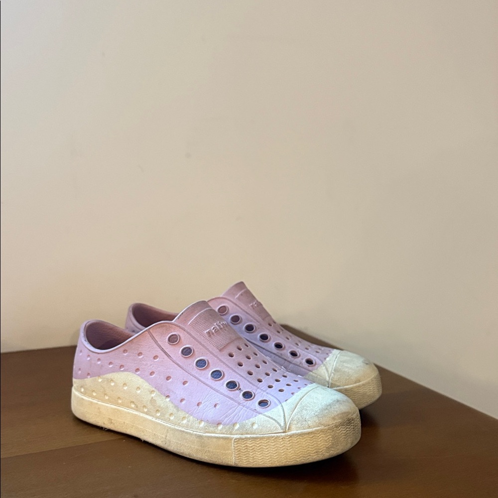 Native Shoes Kids Slip-On Sneakers in Light Pink and Cream